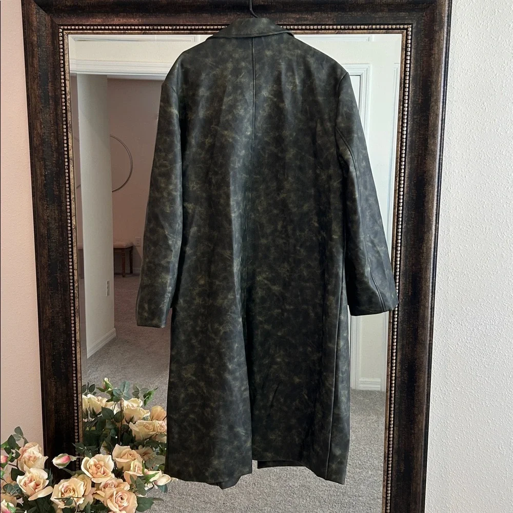 WEWOREWHAT Oversized Blazer Jacket Edgy Olive Leather Jacket